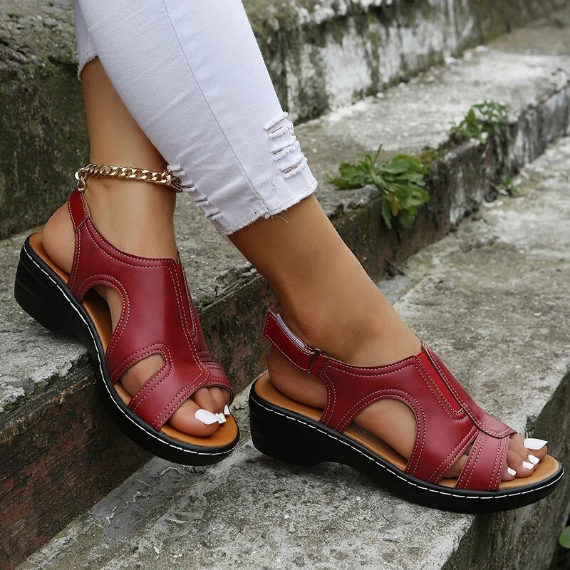 PREMIUM™ ORTHOPEDIC LEATHER WEDGE SANDALS - Image 8