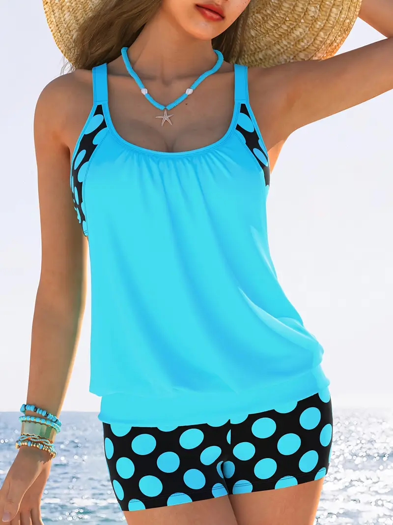 WOMEN'S POLKA DOT TANKINI SWIMWEAR SET - Image 6