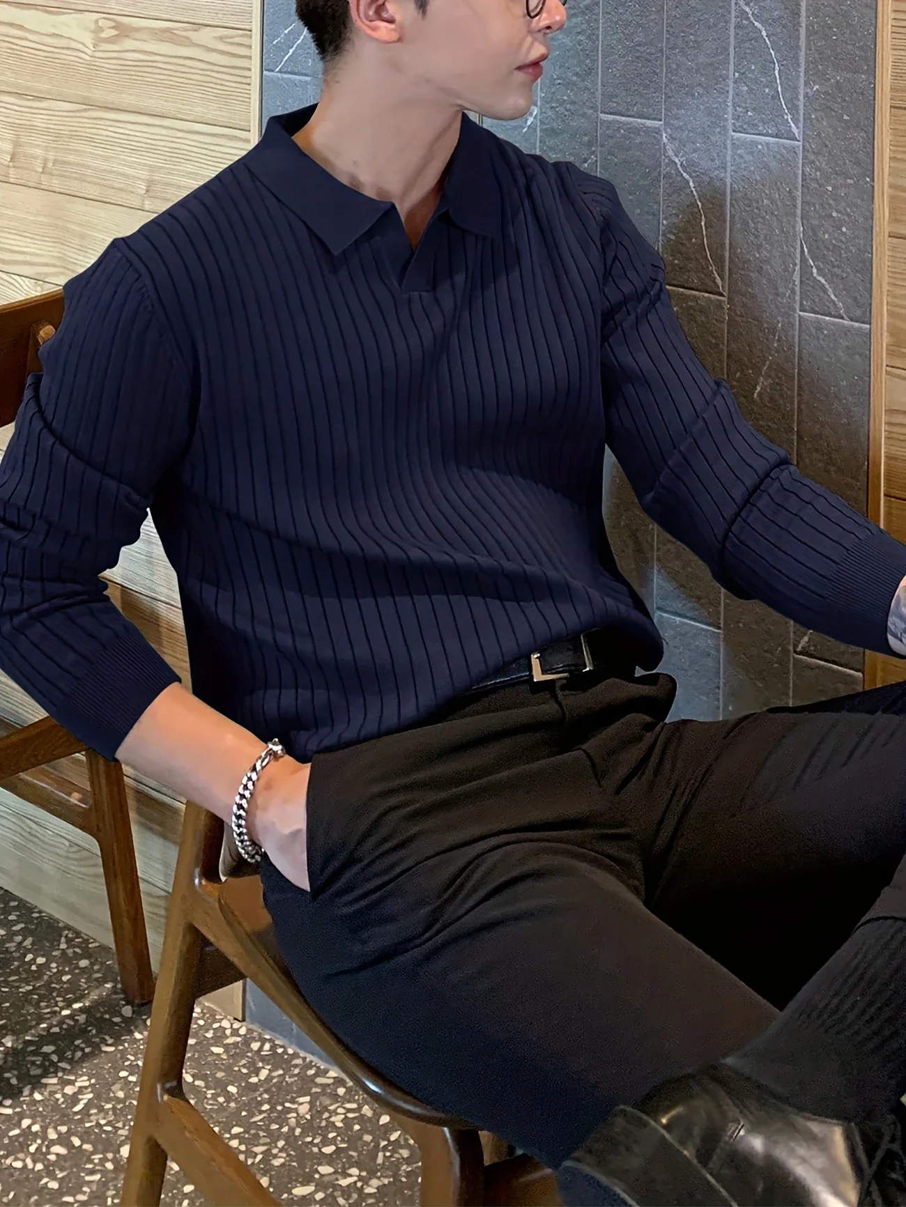 RIDGEMONT LINE™ — MEN’S CASUAL COLLAR KNIT SWEATER SHIRT - Image 4