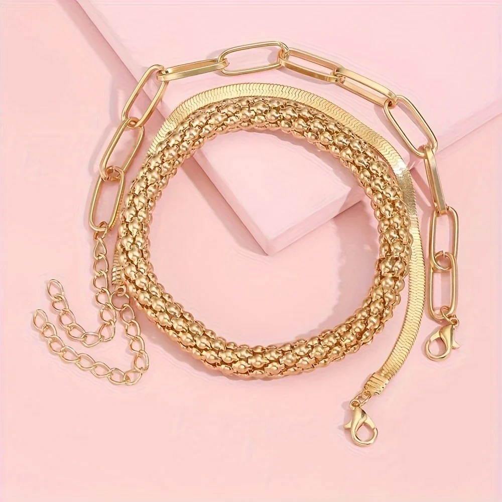 SERPENT GLAM™ — 3-PIECE GOLDEN VINTAGE SNAKE BONE BRACELET SET - Image 3