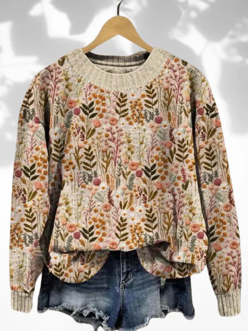 SOFIA™ WILDFLOWER EMBROIDERY ART COZY SWEATER - Image 3