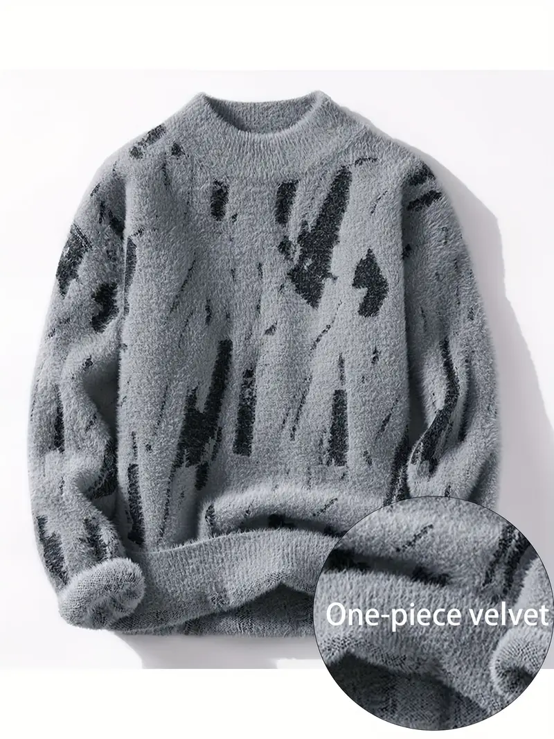 SPENCER™ MEN'S COLOR BLOCK ABSTRACT KNIT SWEATER - Image 3