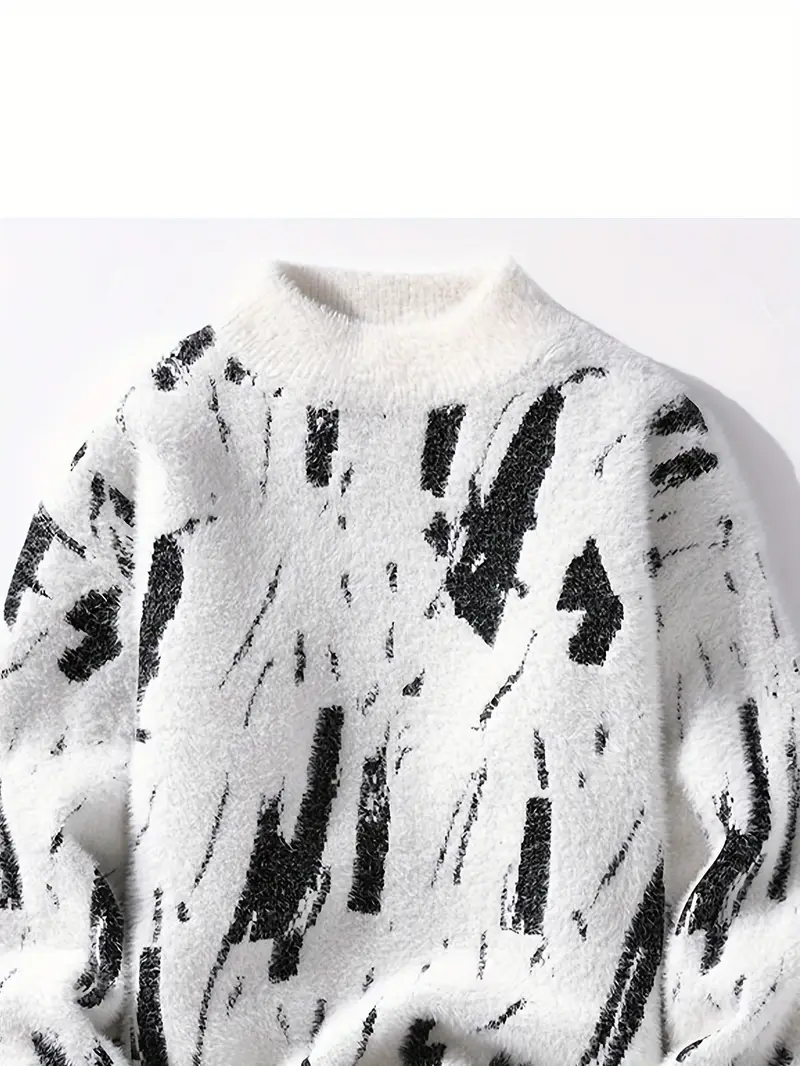 SPENCER™ MEN'S COLOR BLOCK ABSTRACT KNIT SWEATER - Image 4