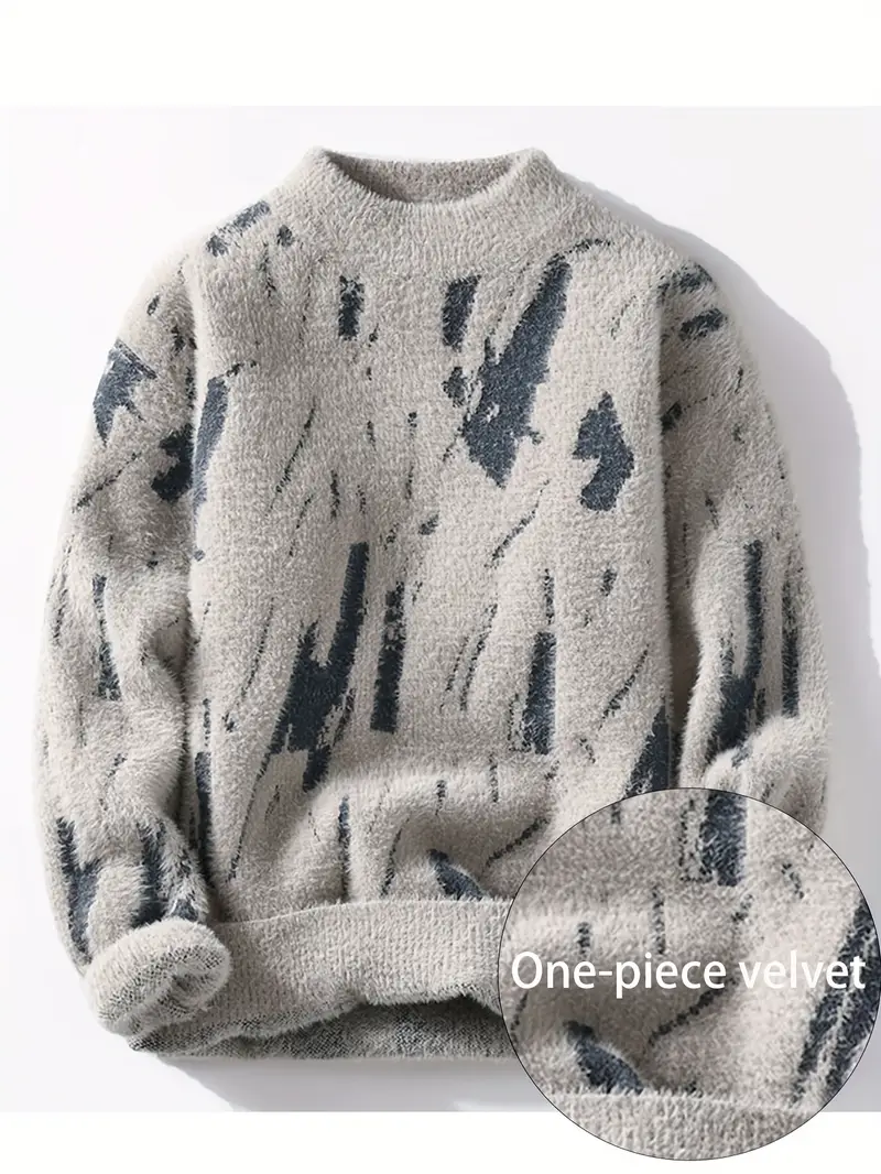 SPENCER™ MEN'S COLOR BLOCK ABSTRACT KNIT SWEATER - Image 5