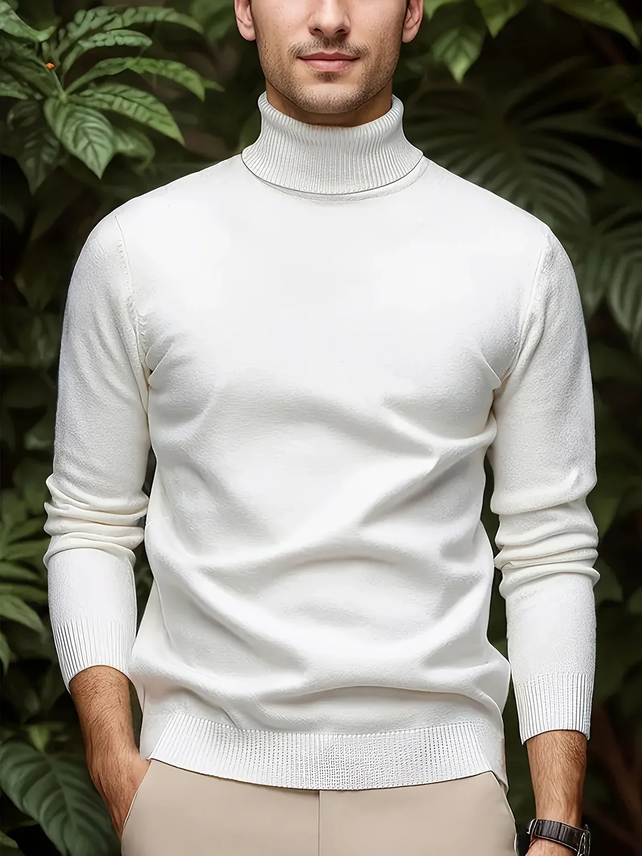 STONEHALE™ — MEN’S KNIT TURTLENECK SWEATER WITH BUTTON DETAIL - Image 9