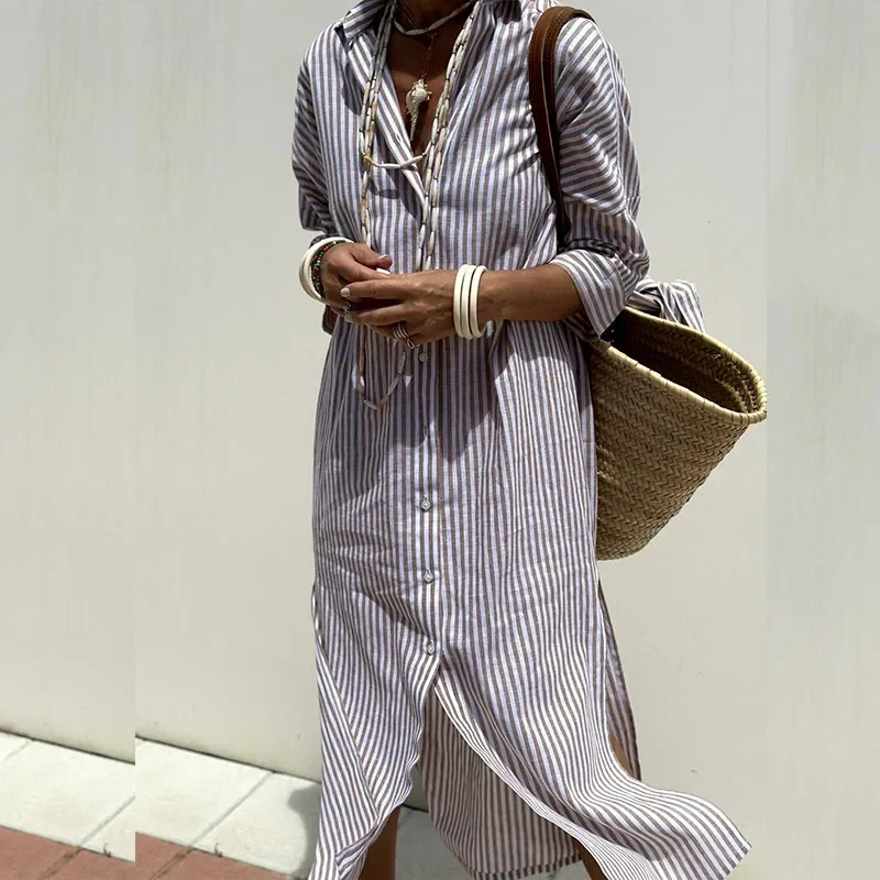 SHIRT DRESS WITH STRIPES AND ELEGANT DESIGN FOR DAILY WEAR OR EVENTS - Image 5