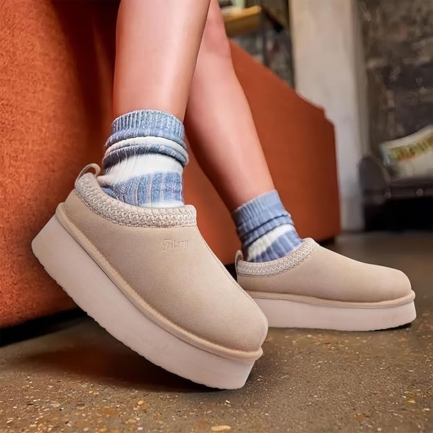 WOMEN'S PLATFORM SLIPPERS – COZY SUEDE ANKLE BOOTS WITH FLEECE LINING - Image 9