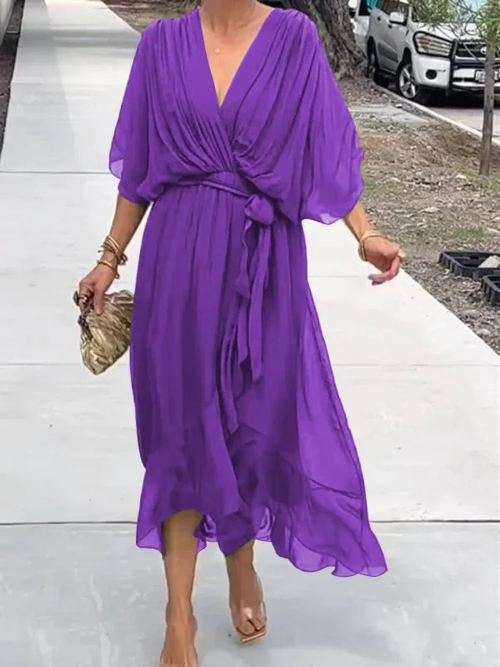 TAYLORIA™ – STYLISH & ELEGANT V-NECK CHIFFON DRESS - Image 9