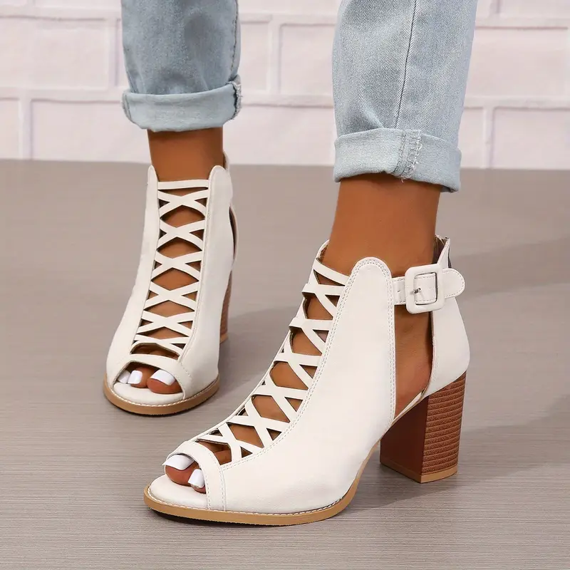 TERRI™ WOMEN'S COMFY CHUNKY HEEL FAUX SANDALS - Image 4