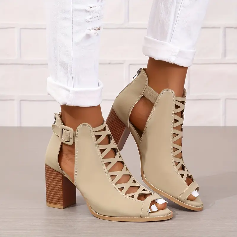 TERRI™ WOMEN'S COMFY CHUNKY HEEL FAUX SANDALS - Image 7
