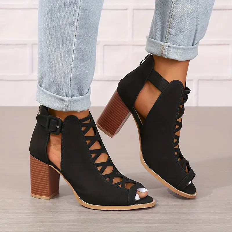 TERRI™ WOMEN'S COMFY CHUNKY HEEL FAUX SANDALS - Image 8