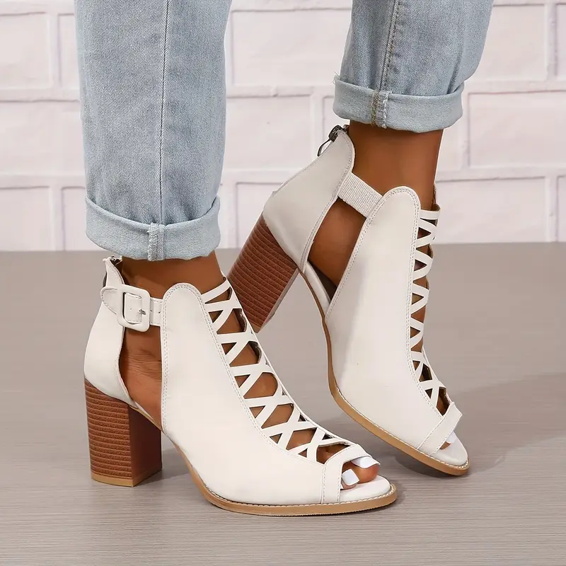 TERRI™ WOMEN'S COMFY CHUNKY HEEL FAUX SANDALS - Image 9