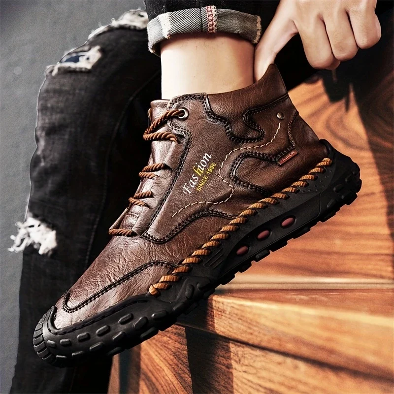 URBENFORGE™ — MEN’S BLACK HIGH-TOP LACE-UP BOOTS - Image 5