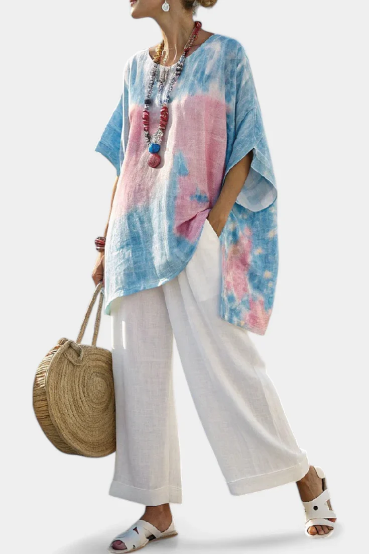 VANTREL™ COMFORTABLE LINEN TOP & STRIPED BAMBOO PANTS - Image 3