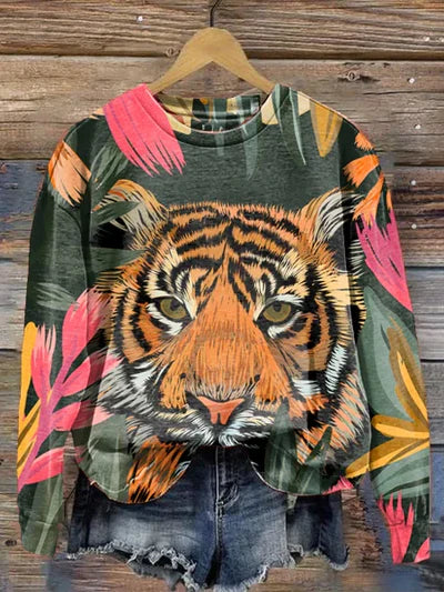 ZAYLA™ – WOMEN’S LONG-SLEEVE CREWNECK WITH ANIMAL PRINT - Image 3