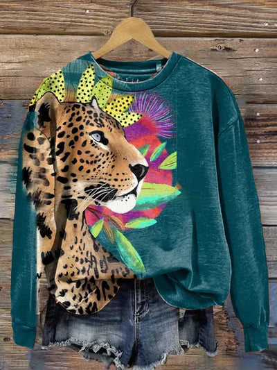 ZAYLA™ – WOMEN’S LONG-SLEEVE CREWNECK WITH ANIMAL PRINT - Image 4